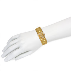 Antique gold and diamond "Good Luck" bracelet with pearl horseshoe
