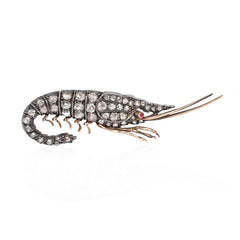 Antique diamond shrimp brooch