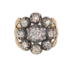 Antique old mine diamond cluster ring