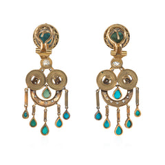 Antique French turquoise and diamond earrings