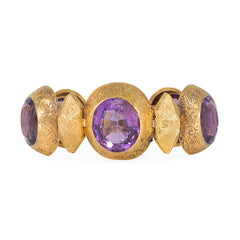 Antique engraved gold and cushion-cut amethyst bracelet