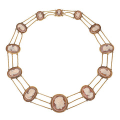 Antique carved agate and gold neoclassical demi-parure
