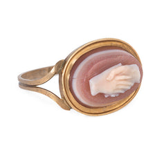 Antique carved agate and gold neoclassical demi-parure