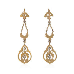 Antique French gold and diamond garland earrings