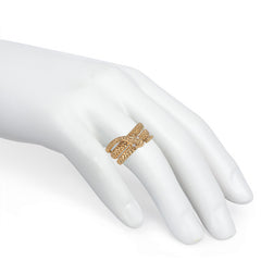 Textured gold and diamond snake ring