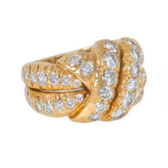 Van Cleef & Arpels estate gold and diamond knot ring
