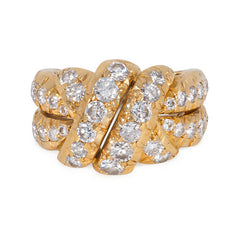 Van Cleef & Arpels estate gold and diamond knot ring