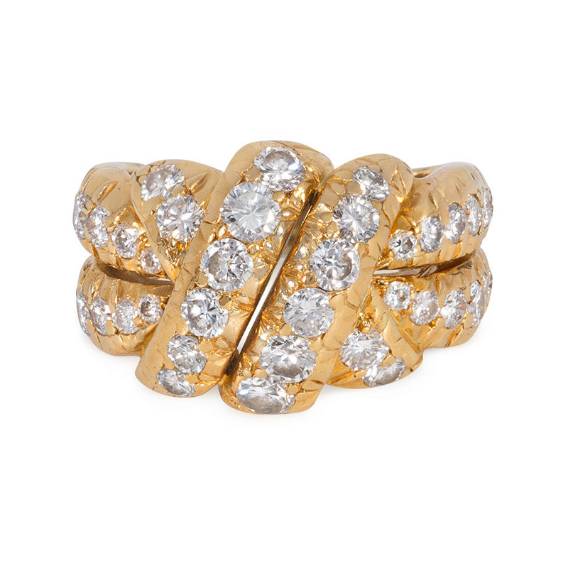 Van Cleef & Arpels estate gold and diamond knot ring