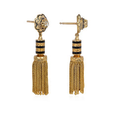 Antique French gold, diamond, and enamel tassel earrings