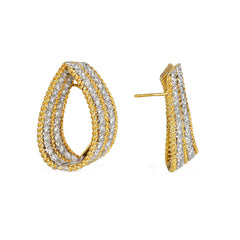 Estate gold and diamond tapering hoop earrings