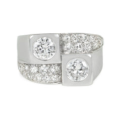 Juxtaposed French Art Deco diamond ring