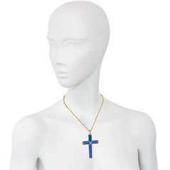 Estate gold, lapis, and diamond cross