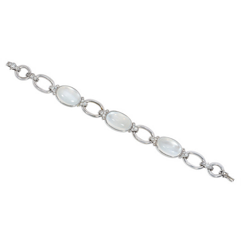 Portuguese Art Deco moonstone and diamond bracelet