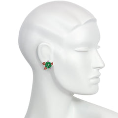 Cartier Art Deco jade, amethyst, diamond, and enamel flower earrings