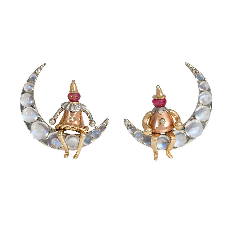 Rubel Retro gemset man on the moon earrings