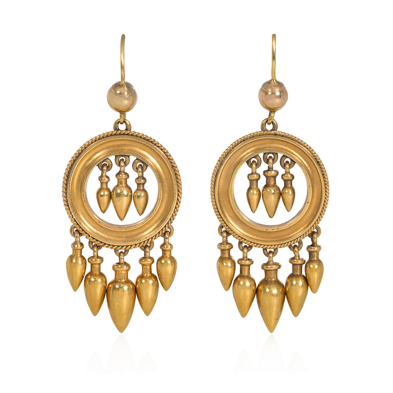 Victorian neoclassical gold drop earrings