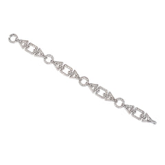 French Art Deco diamond and platinum geometric link bracelet
