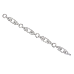 French Art Deco diamond and platinum geometric link bracelet