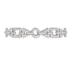 French Art Deco diamond and platinum geometric link bracelet