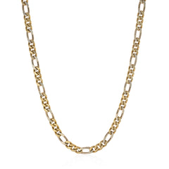 Italian two-color gold figaro link necklace