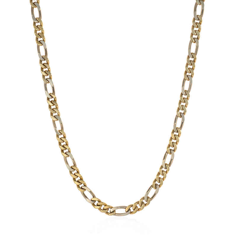 Italian two-color gold figaro link necklace