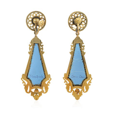 Antique gold and Swiss enamel pendant earrings