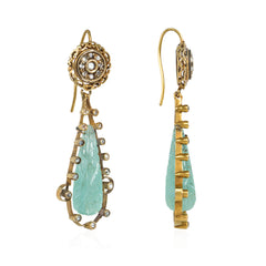 Victorian aquamarine and diamond pendant earrings