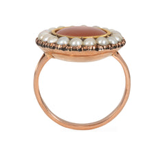 Georgian gold, carnelian, and pearl ring
