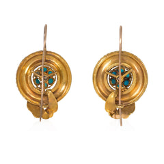 Victorian gold and turquoise bulla earrings