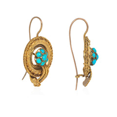 Victorian gold and turquoise bulla earrings