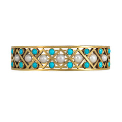 Russian antique turquoise and pearl bracelet