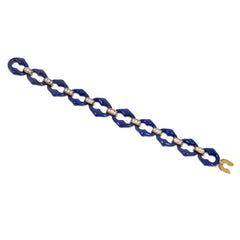 Victorian blue enamel and pearl link bracelet