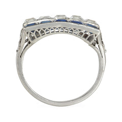 Art Deco French-cut diamond and sapphire ring