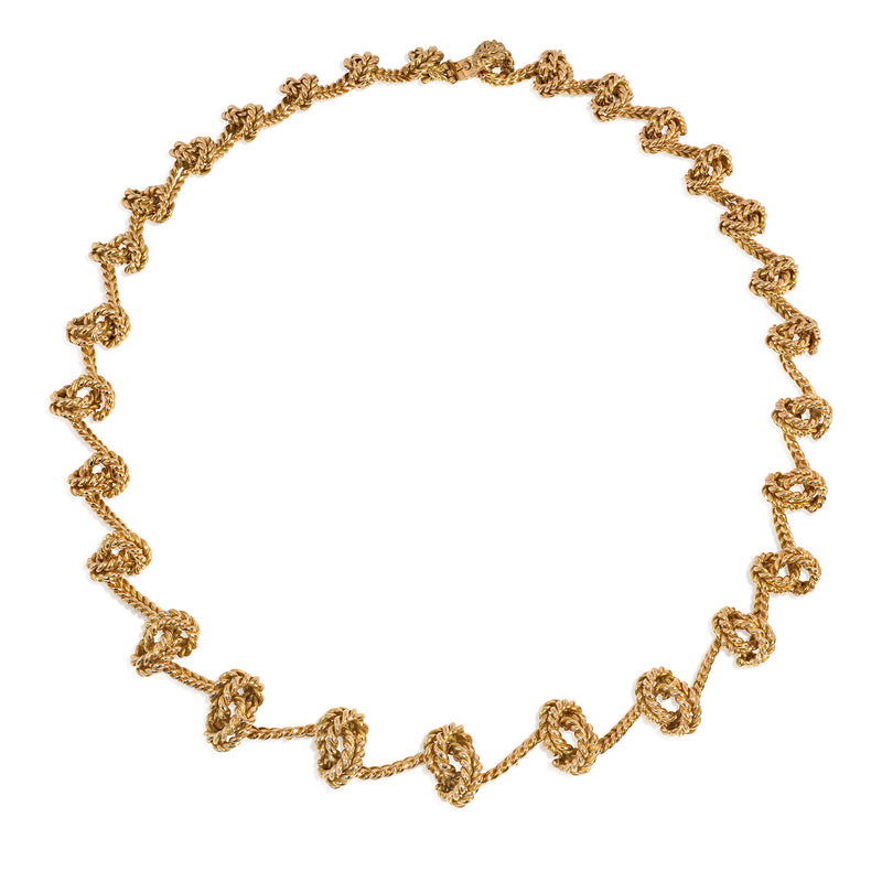 Baratte French mid-century knotted gold necklace