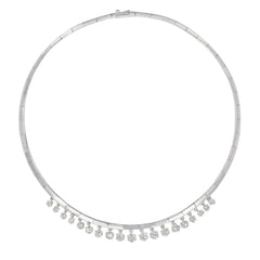 Retro French old mine diamond fringe collar
