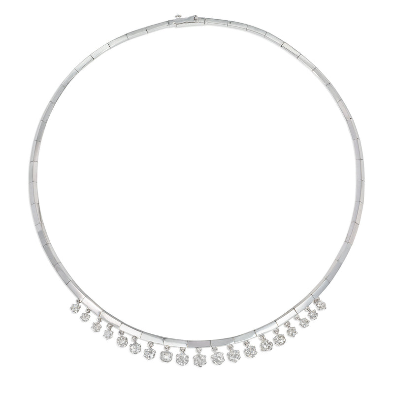 Retro French old mine diamond fringe collar
