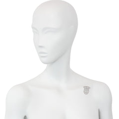 French Art Deco diamond shield-shaped clip brooch