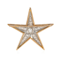 French Retro gold and diamond star brooch