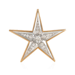 French Retro gold and diamond star brooch