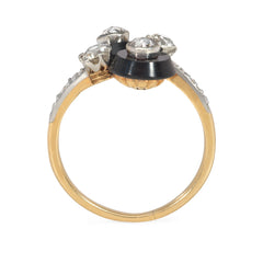 French antique onyx and diamond bypass ring