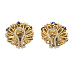 Italian mid-century angel skin coral and lapis earrings