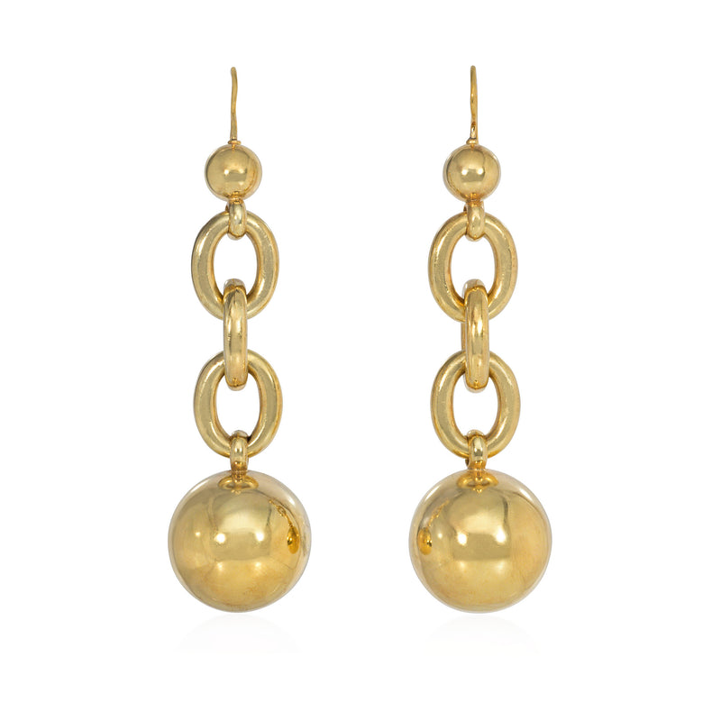 Substantial Victorian nautical link gold earrings