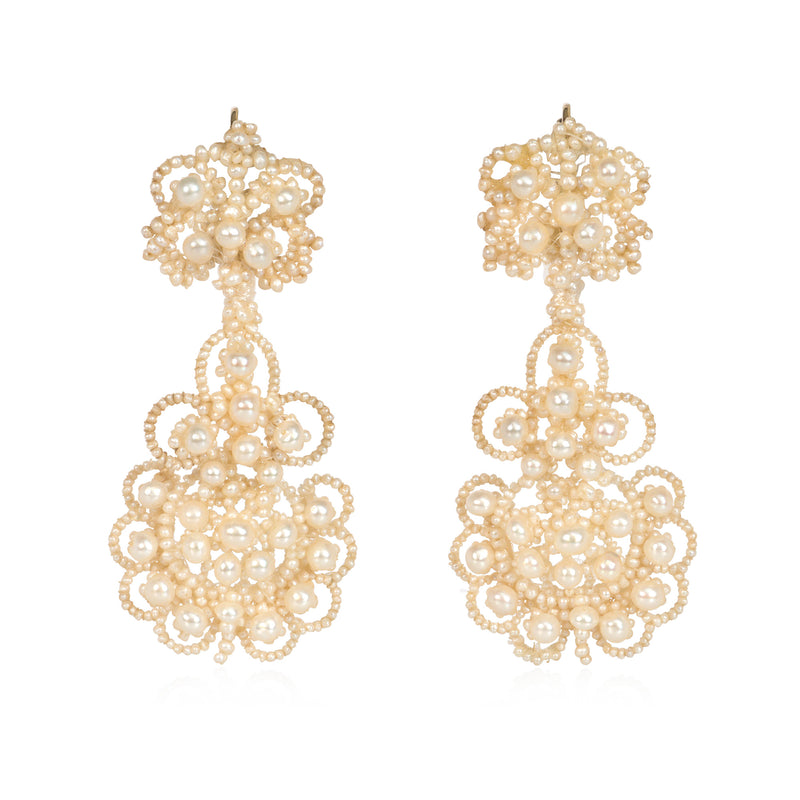 Antique seed pearl chandelier earrings