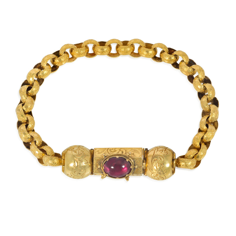 Georgian belcher-link gold and garnet bracelet