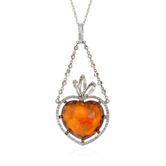 Edwardian citrine and diamond heart pendant