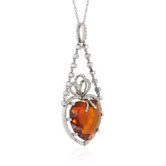 Edwardian citrine and diamond heart pendant