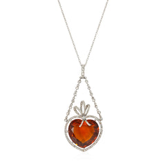 Edwardian citrine and diamond heart pendant