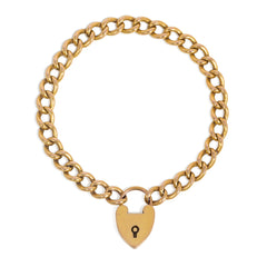 Victorian gold heart-shaped padlock bracelet