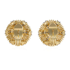Mid-century gold and diamond domed starburst earrings