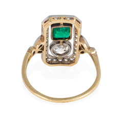 Antique Edwardian diamond and emerald ring